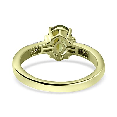 Luxoro AAA Natural Arikanga Green Tourmaline and G-H I2 Diamond 1.35 ctw Ring in 14K Green Gold (Size 10.0)