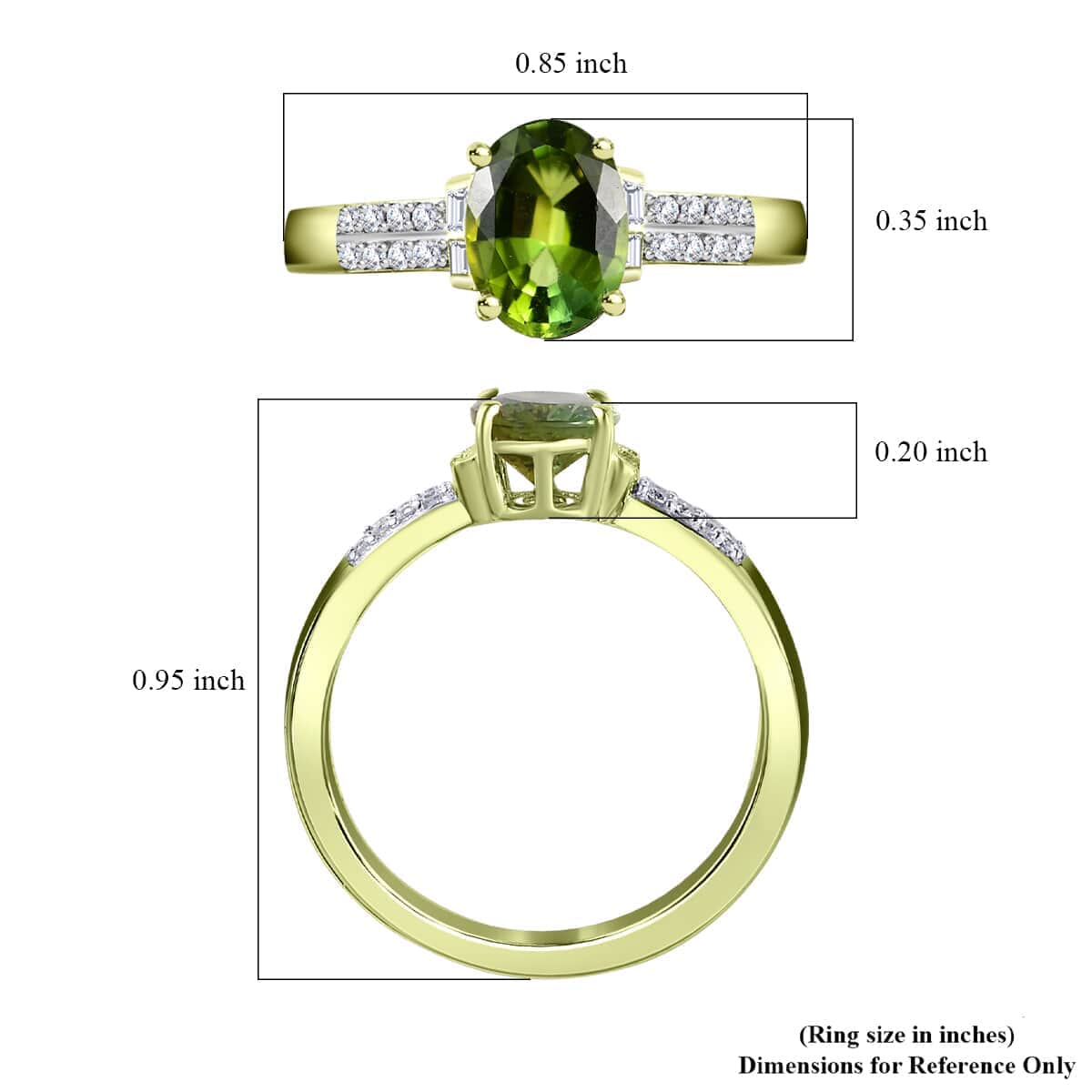 Luxoro 14K Green Gold AAA Natural Arikanga Tourmaline and G-H I2 Diamond Ring (Size 10.0) 1.25 ctw image number 5