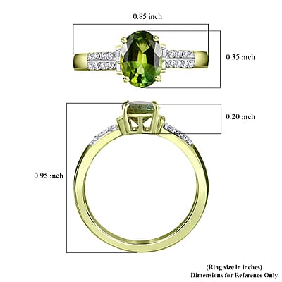 Luxoro AAA Natural Arikanga Green Tourmaline and G-H I2 Diamond 1.35 ctw Ring in 14K Green Gold (Size 10.0)
