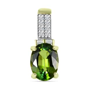 Luxoro 14K Green Gold AAA Natural Arikanga Tourmaline and I2 Diamond Pendant 1.30 ctw