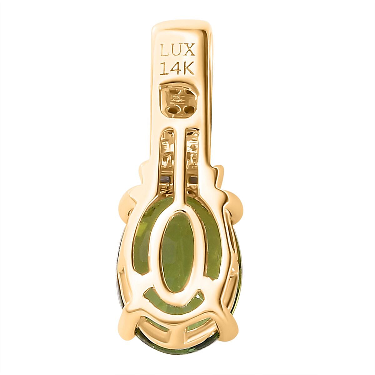 Luxoro 14K Green Gold AAA Natural Arikanga Tourmaline and I2 Diamond Pendant without Chain 1.30 ctw