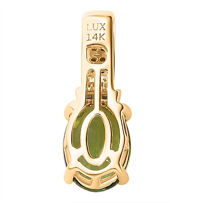 Luxoro 14K Green Gold AAA Natural Arikanga Tourmaline and I2 Diamond Pendant without Chain 1.30 ctw