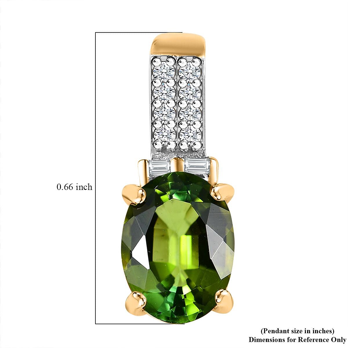 Luxoro 14K Green Gold AAA Natural Arikanga Tourmaline and I2 Diamond Pendant without Chain 1.30 ctw