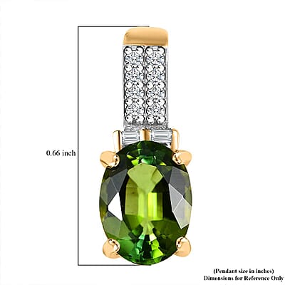 Luxoro 14K Green Gold AAA Natural Arikanga Tourmaline and I2 Diamond Pendant without Chain 1.30 ctw