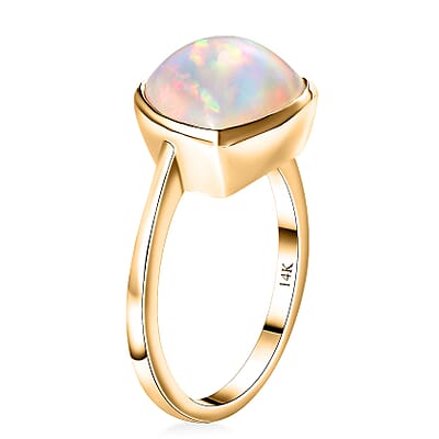 Luxoro AAA Ethiopian Welo Opal 3.90 ctw Ethereal Mystical Ring in 14K Yellow Gold (Size 10.0) 4.50 Grams