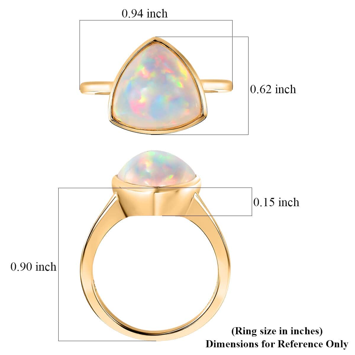 Luxoro 14K Yellow Gold AAA Ethiopian Welo Opal Solitaire Ring (Size 9.0) (4.50 g) 3.85 ctw image number 5