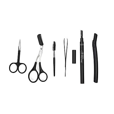 Set of 24pcs - Manicure Kit (18pcs) in Stainless Steel and Grooming Kit (6pcs) with Black Faux Leather Case
