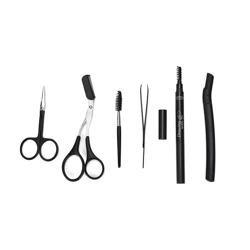 Set of 24pcs - Manicure Kit (18pcs) in Stainless Steel and Grooming Kit (6pcs) with Black Faux Leather Case