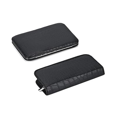 Set of 24pcs - Manicure Kit (18pcs) in Stainless Steel and Grooming Kit (6pcs) with Black Faux Leather Case