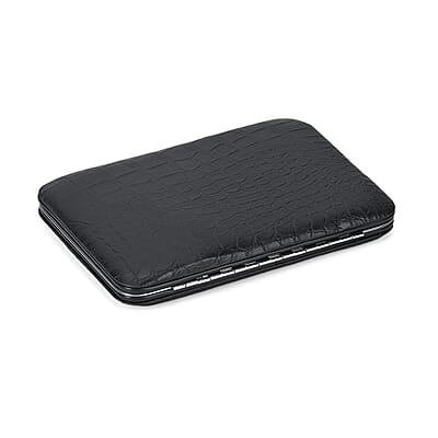 Set of 24pcs - Manicure Kit (18pcs) in Stainless Steel and Grooming Kit (6pcs) with Black Faux Leather Case