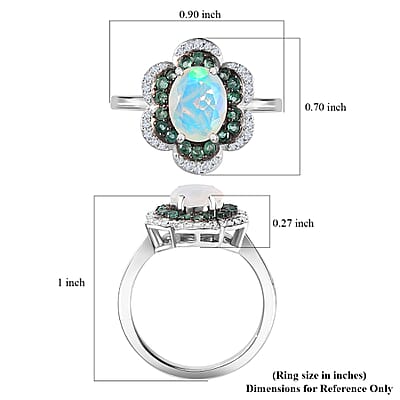 Premium Ethiopian Welo Opal and Multi Gemstone 1.60 ctw Whispering Petals Ring in Rhodium Over Sterling Silver (Size 10.0)