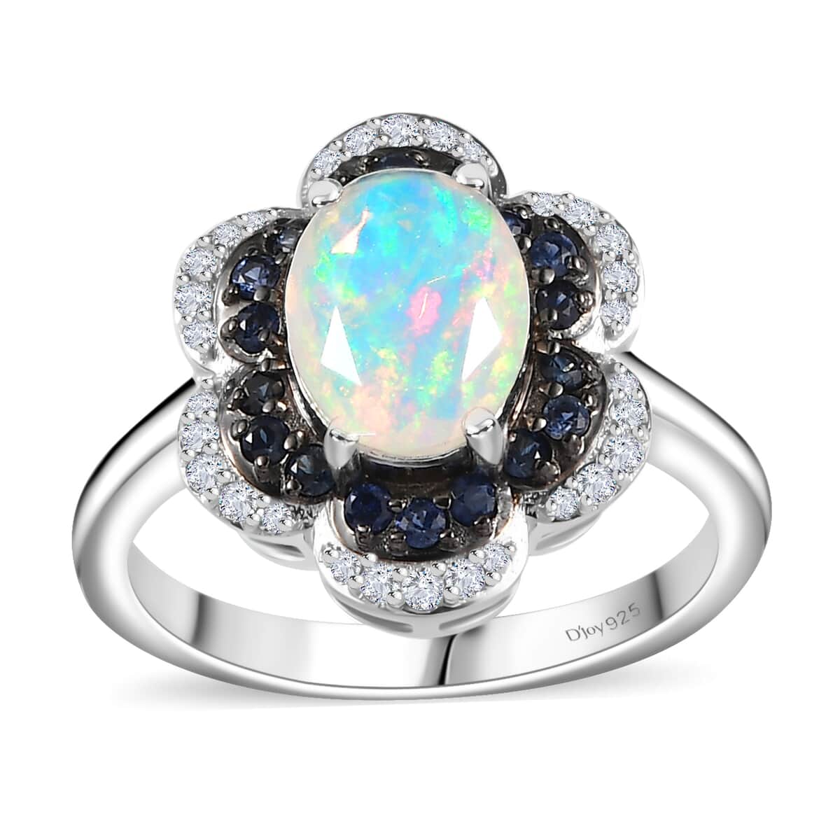 Premium Ethiopian Welo Opal and Multi Gemstone 1.60 ctw Whispering Petals Ring in Rhodium Over Sterling Silver (Size 7.0) image number 0