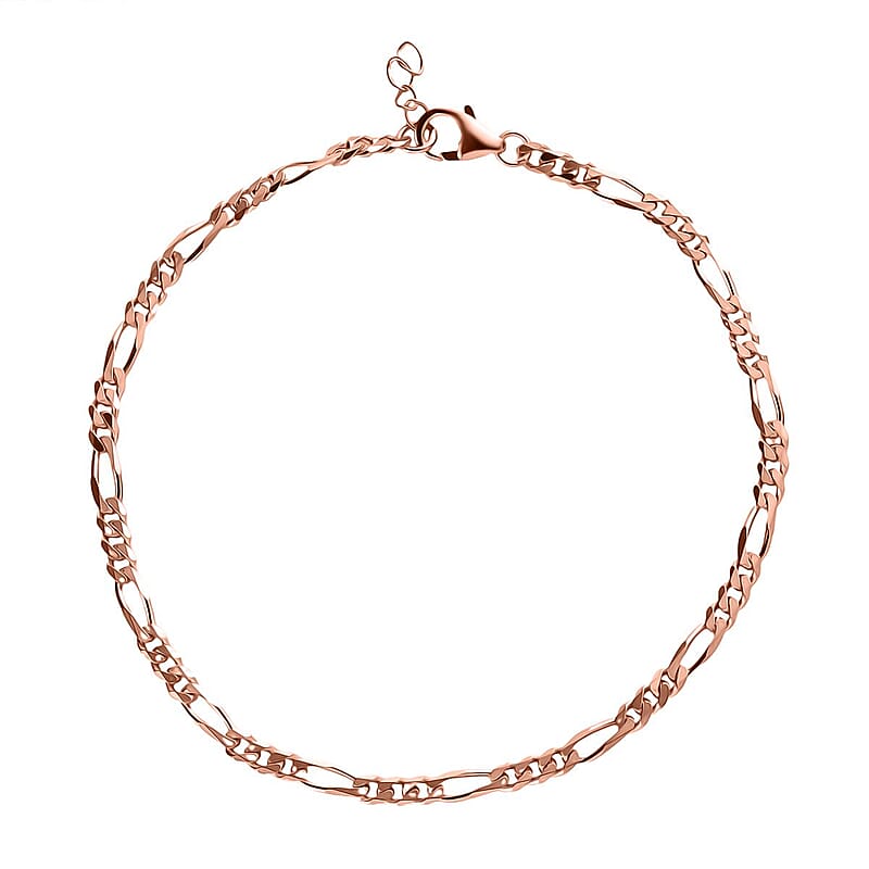 14K Rose Gold Over Sterling Silver Anklet 9 Inches 5.28 Grams