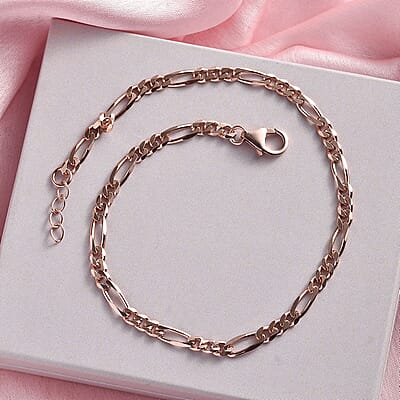 14K Rose Gold Over Sterling Silver Anklet 9 Inches 5.28 Grams