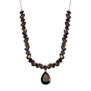 Zawadi Chocolate Sapphire and Brazilian Smoky Quartz Molten Moments Necklace 18-20 Inches in Rhodium Over Sterling Silver 37.50 ctw