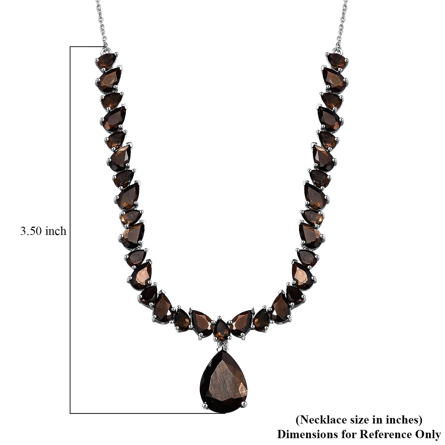 Zawadi Chocolate Sapphire and Brazilian Smoky Quartz Molten Moments Necklace 18-20 Inches in Rhodium Over Sterling Silver 37.50 ctw