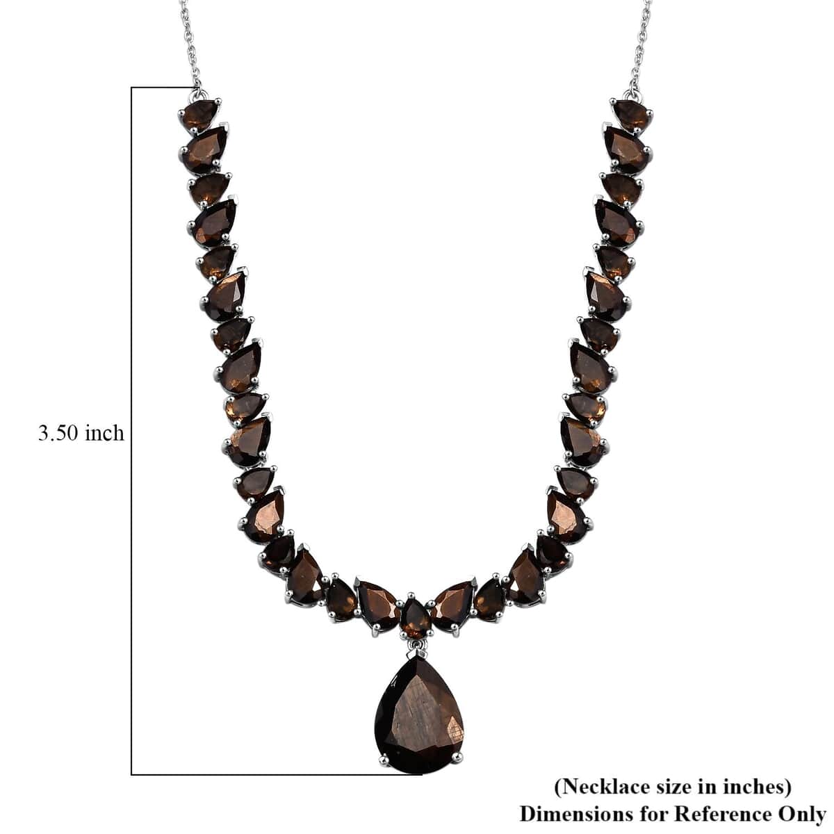 Zawadi Chocolate Sapphire and Brazilian Smoky Quartz Molten Moments Necklace 18-20 Inches in Rhodium Over Sterling Silver 37.50 ctw image number 5