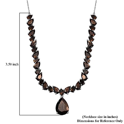 Zawadi Chocolate Sapphire and Brazilian Smoky Quartz Molten Moments Necklace 18-20 Inches in Rhodium Over Sterling Silver 37.50 ctw