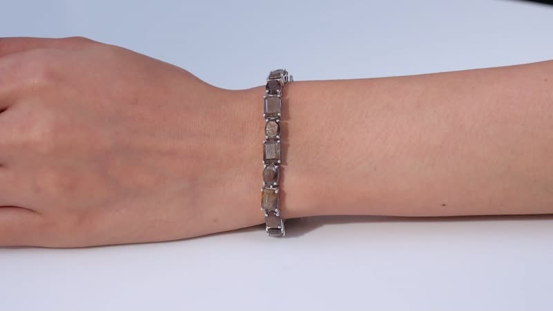 Zawadi Chocolate Sapphire Tennis Bracelet in Rhodium Over Sterling Silver (8.00 In) 45.90 ctw