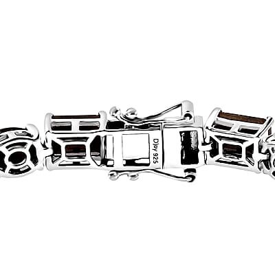 Zawadi Chocolate Sapphire Tennis Bracelet in Rhodium Over Sterling Silver (6.50 In) 38.00 ctw