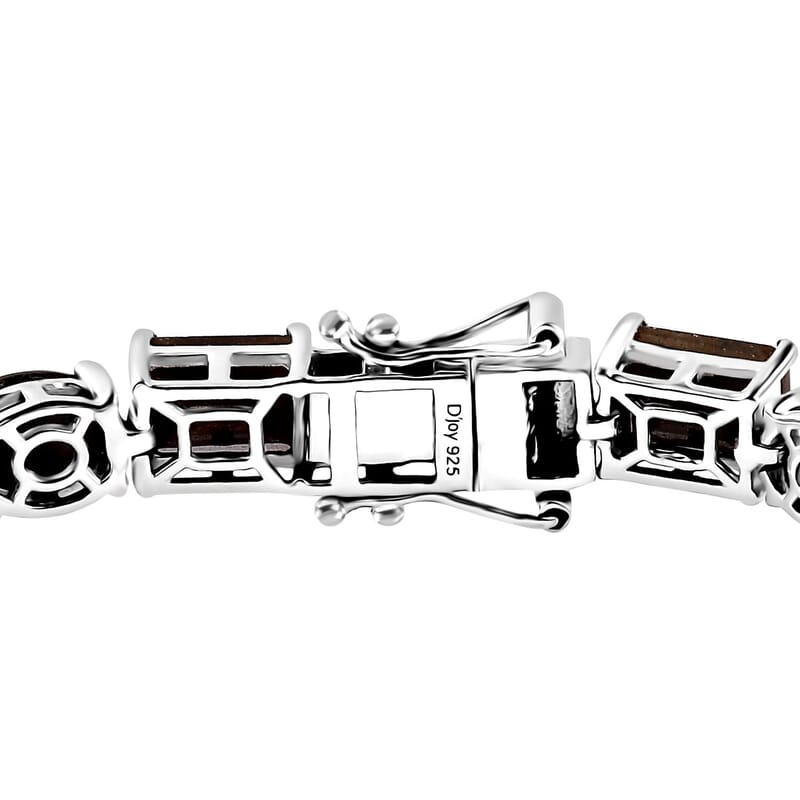 Zawadi Chocolate Sapphire Tennis Bracelet in Rhodium Over Sterling Silver (6.50 In) 38.00 ctw