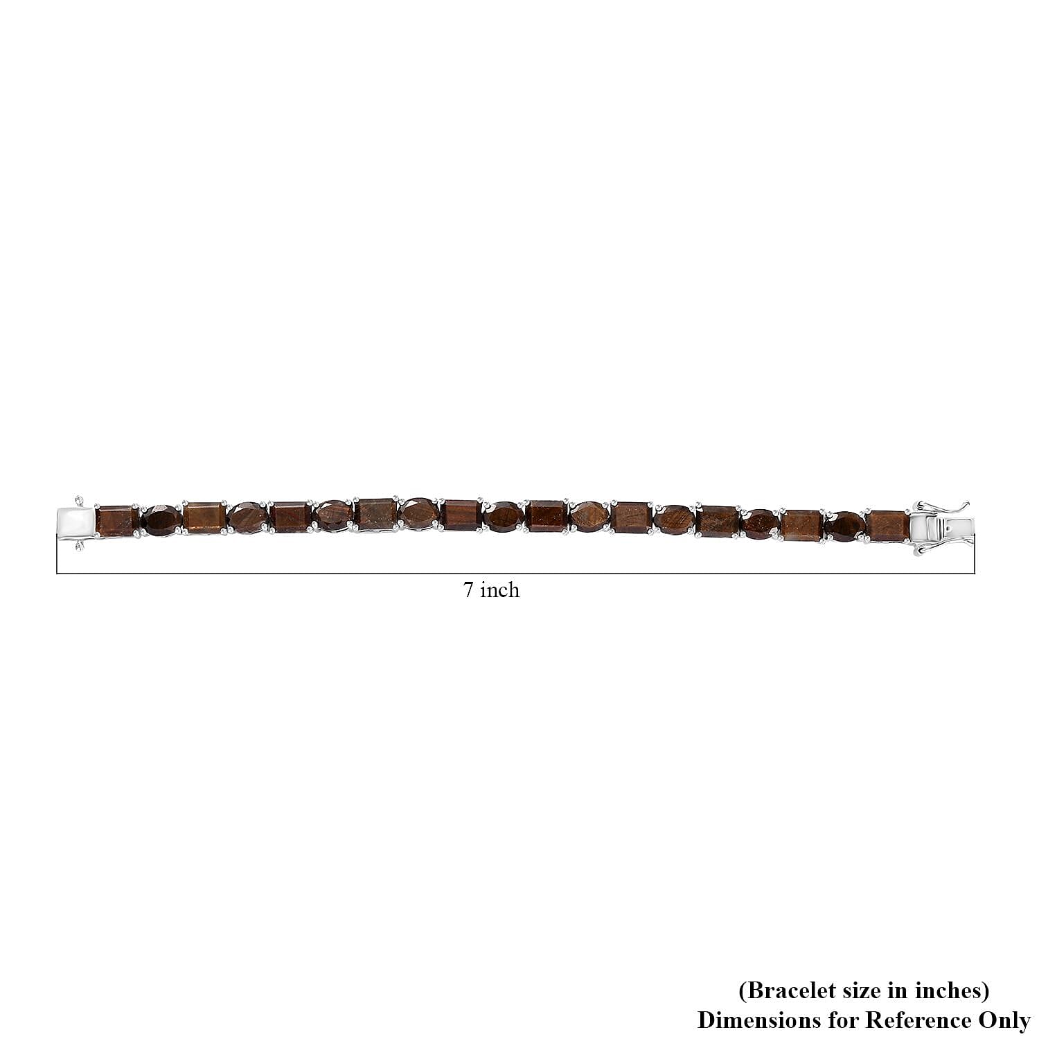 Zawadi Chocolate Sapphire Tennis Bracelet in Rhodium Over Sterling Silver (6.50 In) 38.00 ctw