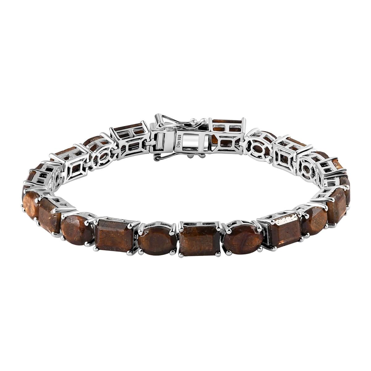 Zawadi Chocolate Sapphire Tennis Bracelet in Rhodium Over Sterling Silver (7.25 In) 43.90 ctw image number 0