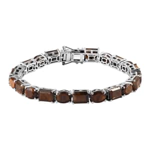 Zawadi Chocolate Sapphire Tennis Bracelet in Rhodium Over Sterling Silver (7.25 In) 43.90 ctw