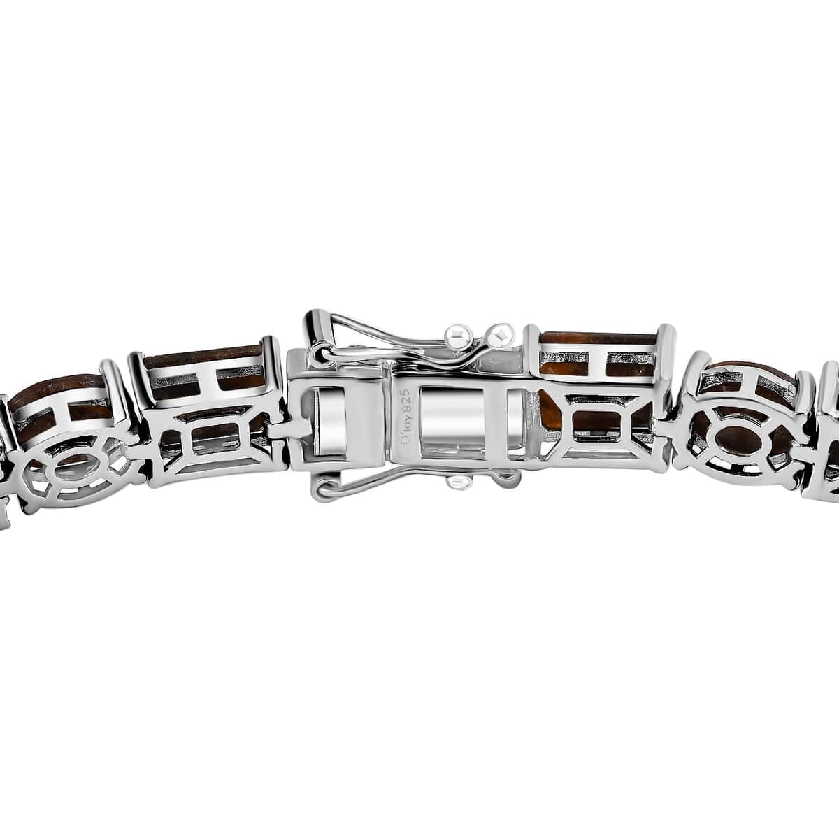 Zawadi Chocolate Sapphire Tennis Bracelet in Rhodium Over Sterling Silver (7.25 In) 43.90 ctw image number 3