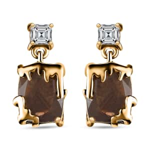 Zawadi Chocolate Sapphire and White Topaz Molten Moments Earrings in 18K Vermeil Yellow Gold Over Sterling Silver 6.35 ctw