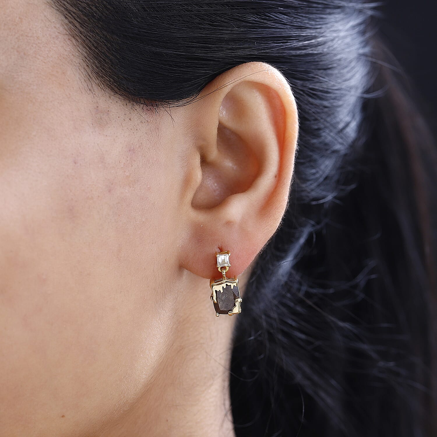 Zawadi Chocolate Sapphire and White Topaz Molten Moments Earrings in 18K Vermeil Yellow Gold Over Sterling Silver 6.35 ctw