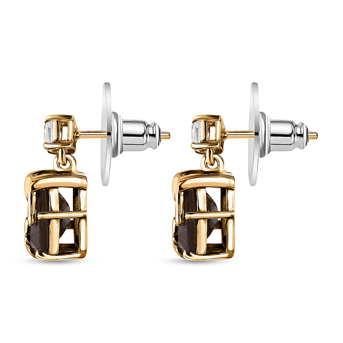 Zawadi Chocolate Sapphire and White Topaz Molten Moments Earrings in 18K Vermeil Yellow Gold Over Sterling Silver 6.35 ctw