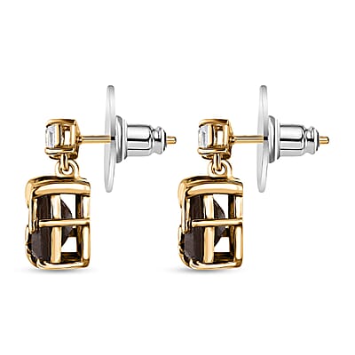 Zawadi Chocolate Sapphire and White Topaz Molten Moments Earrings in 18K Vermeil Yellow Gold Over Sterling Silver 6.35 ctw