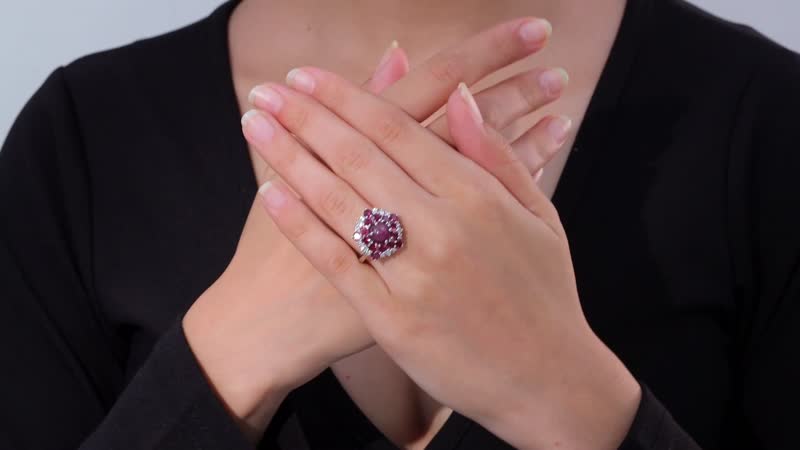 Indian Ruby Multi Gemstone Ring in Rhodium Over Sterling Silver 6.40 ctw