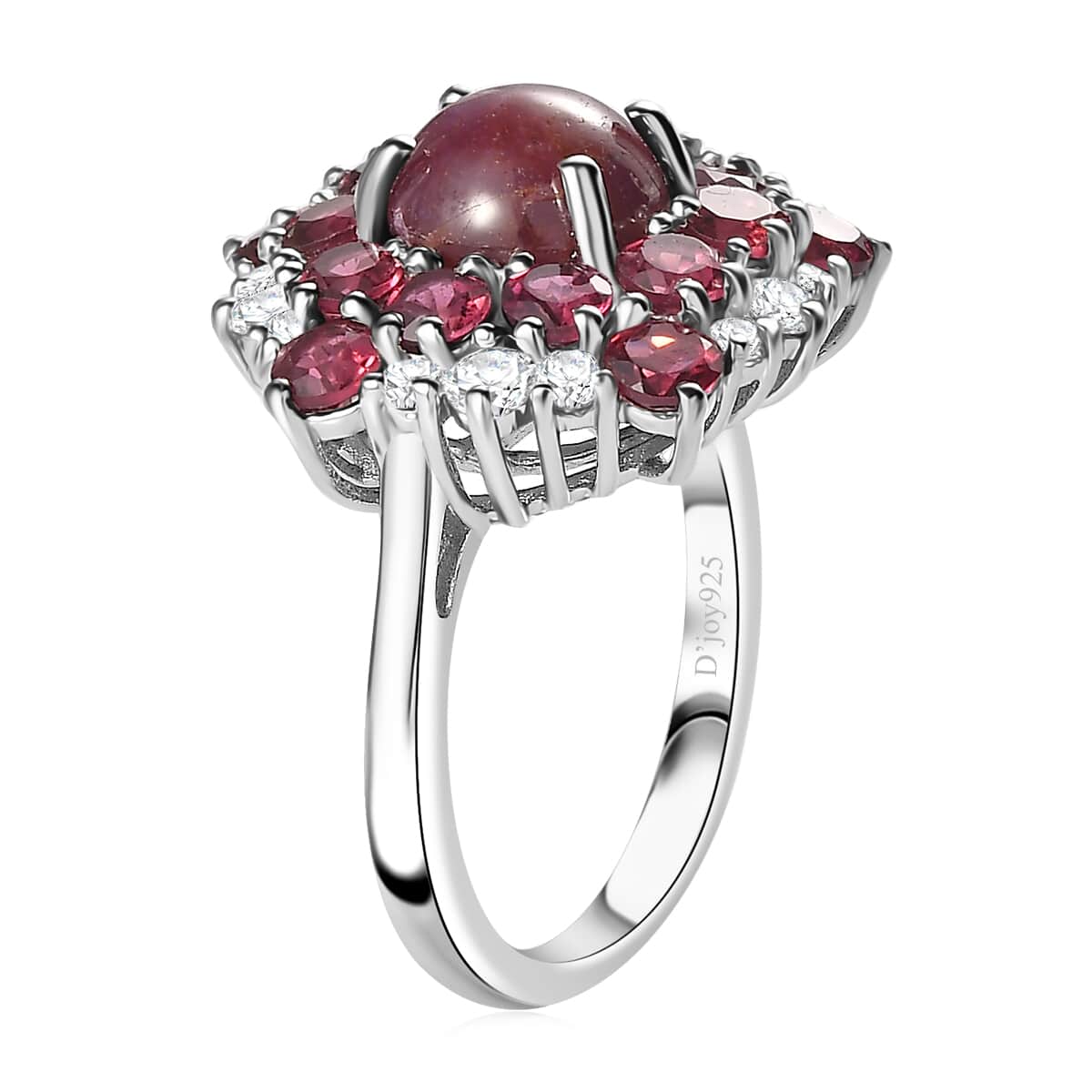 Indian Star Ruby and Multi Gemstone Star Ring in Rhodium Over Sterling Silver (Size 10.0) 7.25 ctw image number 3