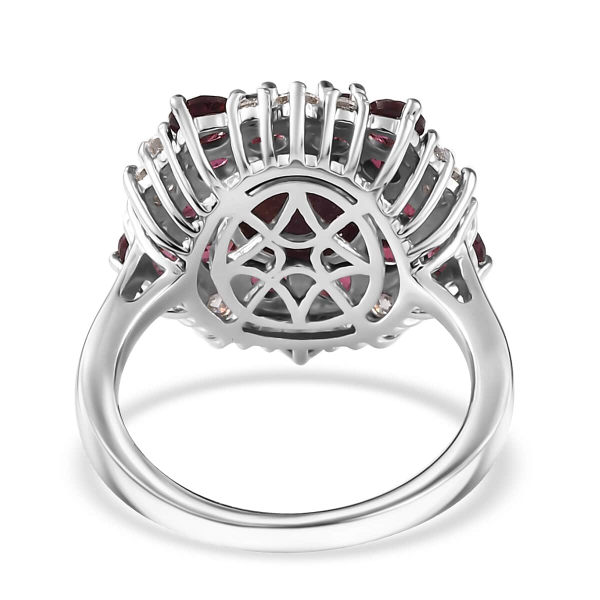 Indian Star Ruby and Multi Gemstone Star Ring in Rhodium Over Sterling Silver (Size 10.0) 7.25 ctw image number 4