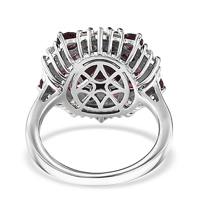 Indian Star Ruby and Multi Gemstone Star Ring in Rhodium Over Sterling Silver (Size 10.0) 7.25 ctw