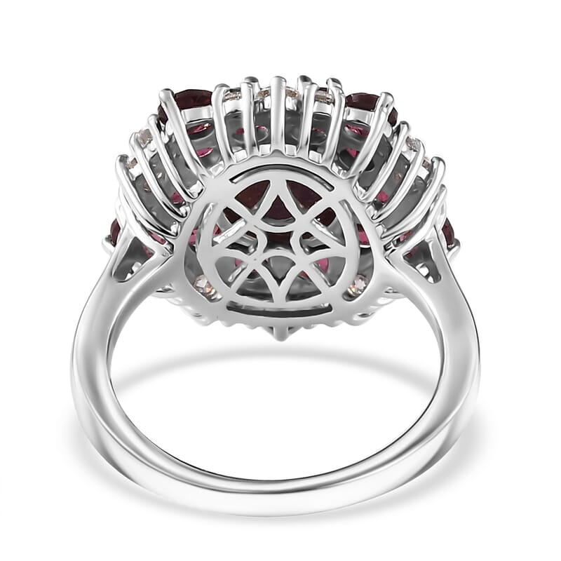 Indian Star Ruby and Multi Gemstone Star Ring in Rhodium Over Sterling Silver (Size 10.0) 7.25 ctw