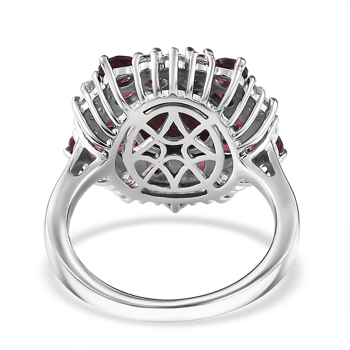 Indian Star Ruby and Multi Gemstone Star Ring in Rhodium Over Sterling Silver (Size 9.0) 7.25 ctw image number 4