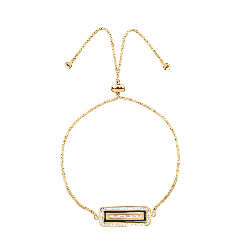 Clarte Black Tie Collection Moissanite Bolo Bracelet in Vermeil Yellow Gold Over Sterling Silver 0.50 ctw