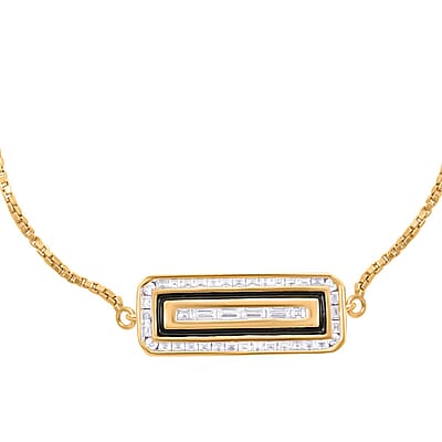 Clarte Black Tie Collection Moissanite Bolo Bracelet in Vermeil Yellow Gold Over Sterling Silver 0.50 ctw