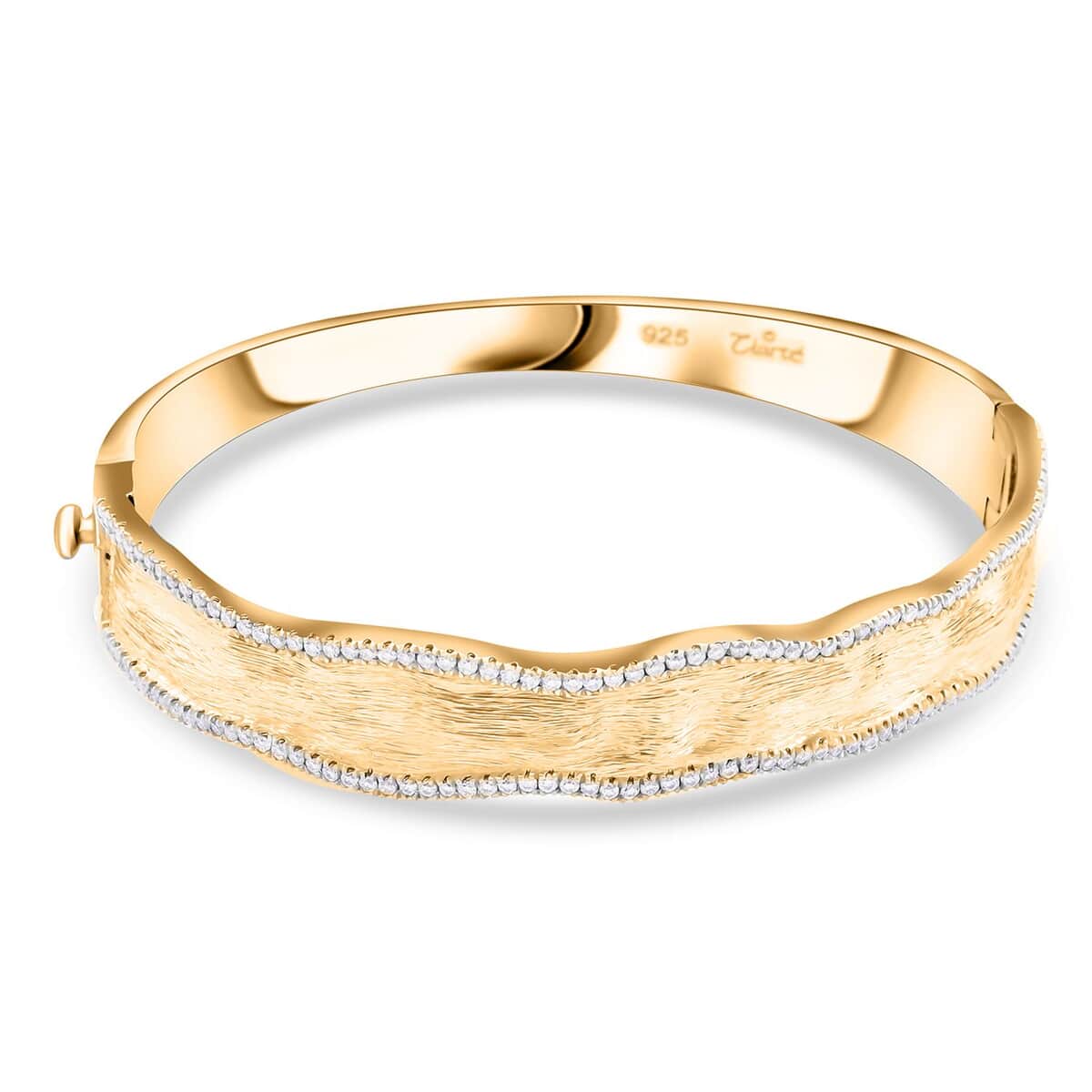 Clarte Sable Collection Moissanite Bangle Bracelet in Vermeil YG Over Sterling Silver (6.50 In) 1.00 ctw image number 0