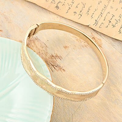 Clarte Sable Collection Moissanite Bangle Bracelet in Vermeil Yellow Gold Over Sterling Silver (6.50 In) 1.00 ctw