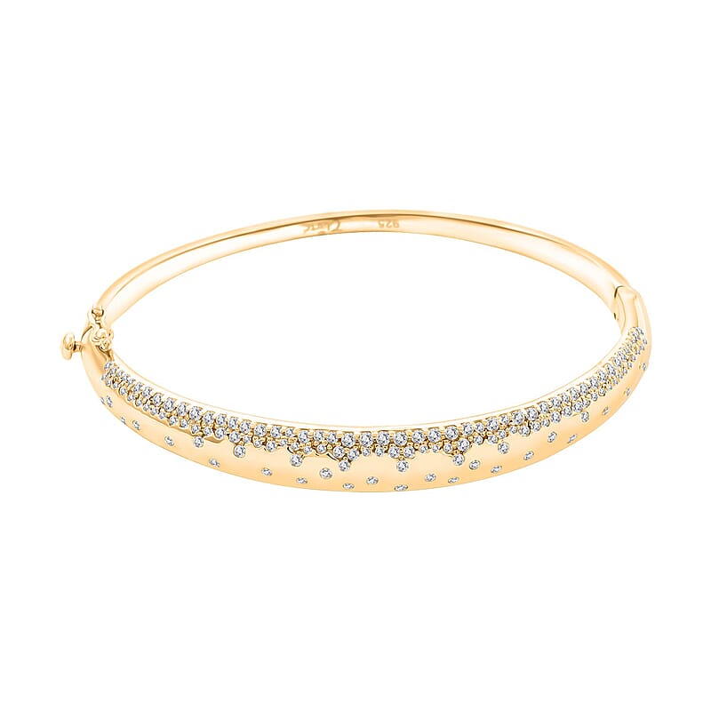 Clarte Sul Mare Collection Moissanite Bangle Bracelet in Vermeil Yellow Gold Over Sterling Silver (6.50 In) 1.20 ctw