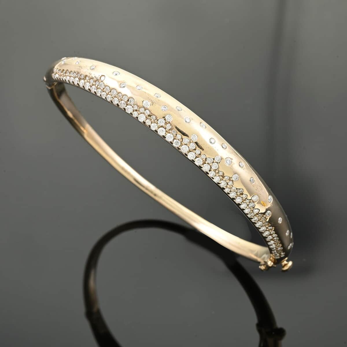 Clarte Sul Mare Collection Moissanite Bangle Bracelet in Vermeil YG Over Sterling Silver (6.50 In) 1.20 ctw image number 1