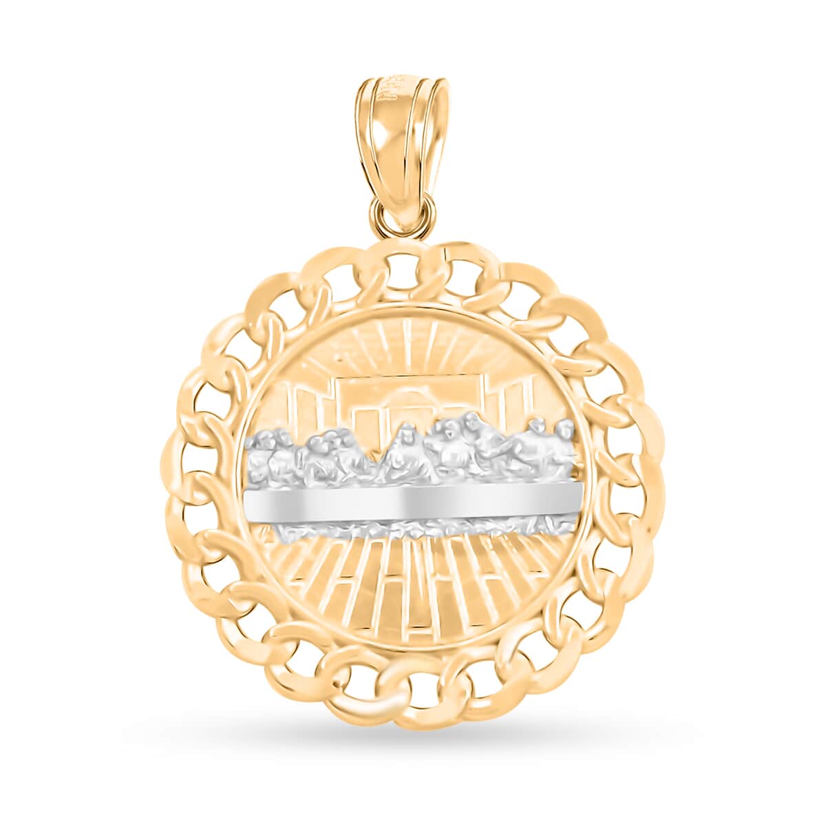 Last Supper Pendant in 10K Yellow and White Gold 2.20 Grams image number 0