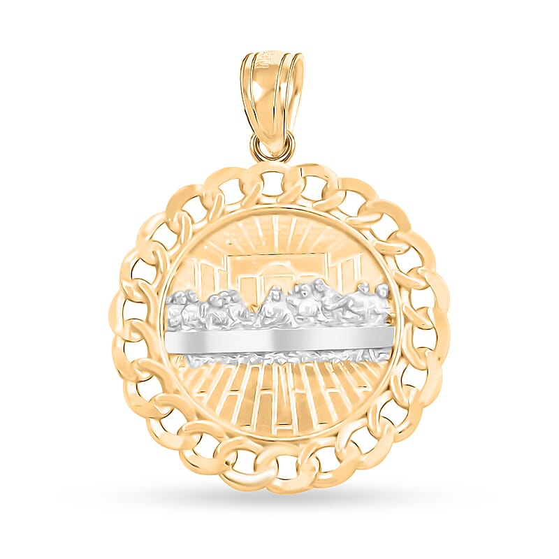 Last Supper Pendant without Chain in 10K Yellow and White Gold 2.20 Grams