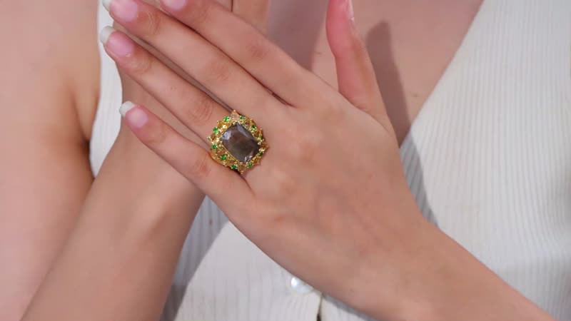 Epic Deal Zawadi Golden Sapphire, Multi Gemstone Ring in 18K Vermeil YG Over Sterling Silver (Size 10.0) 23.90 ctw