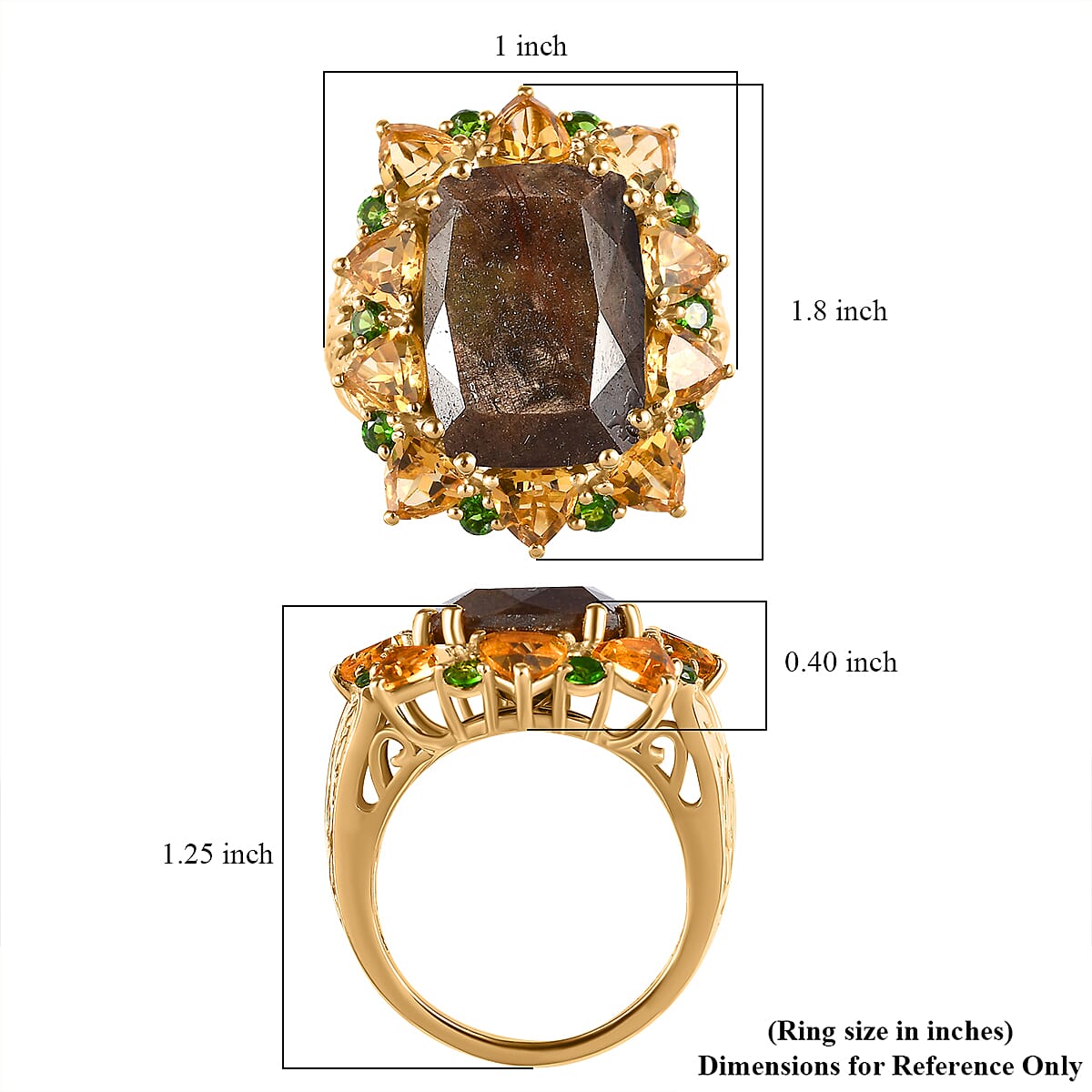 D'Joy Zawadi Chocolate Sapphire and Multi Gemstone Floral Ring in 18K Vermeil Yellow Gold Over Sterling Silver (Size 9.0) 23.90 ctw image number 5