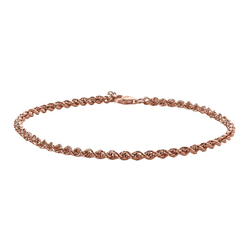 14K Rose Gold Over Sterling Silver Anklet 9 Inches 11.5 Grams